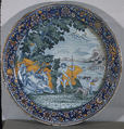 Plateau, Painted decoration by Claude Borne (French), Faience (tin-glazed earthenware), French, Rouen