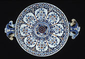 Bowl with cover, Faience (tin-glazed earthenware), French, Rouen