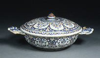 Bowl with cover, Faience (tin-glazed earthenware), French, Rouen