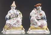 Chinese couple as incense containers, Johann Friedrich Eberlein (German, 1695–1749), Hard-paste porcelain, German, Meissen