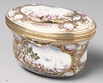 Snuffbox, Meissen Manufactory (German, 1710–present), Hard-paste porcelain, gold, German, Meissen