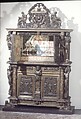 Cabinet, Style of Hugues Sambin (French, Gray ca. 1520–1601 Dijon), Carved, painted, and gilded walnut, French