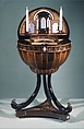 Sewing and writing table, Mahogany, cherry rosewood, satinwood, oak, brass, leather, alabaster, Austrian, Vienna
