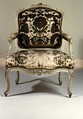 Armchair, Michel Gourdin (French, master 1752, died after 1777), Carved and painted beechwood; cut and voided velvet upholstery, French, Paris