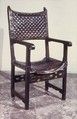 Folding armchair, Walnut, leather, Spanish