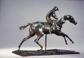 Horse with Jockey; Horse Galloping on the Right Foot, the Back Left Foot Only Touching the Ground, Edgar Degas (French, Paris 1834–1917 Paris), Bronze, French