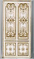Double door: four panels, two pilasters, three gilt moldings for the door frame, Carved, painted and gilded oak, French