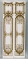 Double door: four panels, two pilasters, three gilt moldings for the door frame, Carved, painted and gilded oak, French