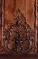 Panel with flaming torch, bow and quiver (one of a pair), Carved oak, French