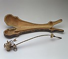 Tobacco pipe with case, Silver, deer antler, horn, leather, Southern German