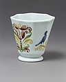 Octagonal beaker decorated with bird and trees, Attributed to followers of the Glasshouse of Bernard Perrot, Verrerie Royale d&#39;Orléans (1640–1709), Glass, French, Orléans