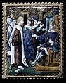 Christ Before Herod (one of a series), Painted enamel on copper, partly gilt, French