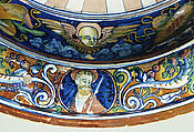 Bowl with Saint Nicholas of Tolentino, Maiolica (tin-glazed earthenware), lustered, Italian, Gubbio