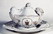 Sauceboat with cover and tray, Hard-paste porcelain, Chinese, for Scottish market