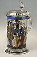 Tankard, Glass; pewter, German