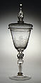Standing cup with cover, Engraved by G. E. Kunckel, Glass, German, Thuringia