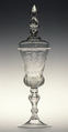 Standing cup with cover, Glass, German, Saxony with Dutch cutting