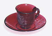 Saucer, Glass, German, Potsdam glass with Saxony (Dresden) decoration