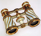 Imperial Opera Glasses, House of Carl Fabergé, Rose and green gold, trois-couleur gold, guilloché enamel, silver, rose-cut diamond, optical glass, Russian, St. Petersburg