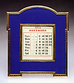 Imperial Desk Calendar, House of Carl Fabergé, Silver, gold, guilloché enamel, beveled glass, ivory, printed paper, Russian, St. Petersburg