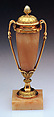 Glue pot, House of Carl Fabergé, Rose jasper, rose and yellow gold, animal bristle, Russian, St. Petersburg