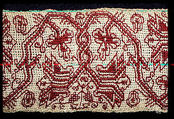 Strip, Embroidered net, buratto, linen and silk, Italian