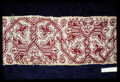 Strip, Embroidered net, buratto, linen and silk, Italian