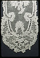 Lappet (one of a pair), Needle lace, point d’Alençon, linen, French