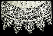 Standing band (collar) with tassels, Cutwork, needle lace, reticello, punto in aria, embroidery, linen, possibly French