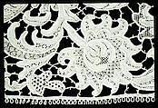 Border (one of two), Needle lace, gros point lace, linen, Italian, Venice