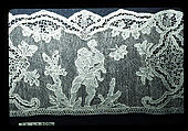 Piece (one of three), Needle lace, point d’Alençon, Burano lace, French