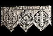 Border, Embroidered net, punto à tela, punto à rammendo,, Italian, Genoa