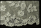 Edging, Needle lace, point d’Alençon, linen, French or Italian, Venice (Burano)
