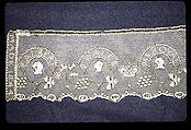 Border, Bobbin lace, Point de Paris, Point d'Esprit, British, Buckinghamshire