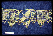 Piece, Needle lace, silk, metal thread, Spanish