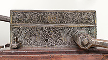 Wire Drawing Bench of the Saxon Electors, Leonhard Danner (German, 1507–1585), Wood: ebony, olive, padouk, alder, walnut, burr alder, burr yew, hornbeam, oak, barberry, maple, beech, holly, larch, fruitwood, coconut, ash, palm, burr elm, plum, pear, burr walnut, limewood, greenwood;  niello on metal alloy., German, Nuremberg