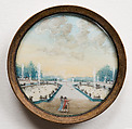 Set of Eighteen Buttons with Views of the Palace and Gardens of Versailles, Gouache on ivory; glass, French