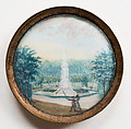 Set of Eighteen Buttons with Views of the Palace and Gardens of Versailles, Gouache on ivory; glass, French