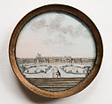 Set of Eighteen Buttons with Views of the Palace and Gardens of Versailles, Gouache on ivory; glass, French