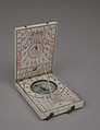 Portable diptych sundial, Hans Tröschel the Elder (German, 1549–1612), Ivory, brass, German, Nuremberg