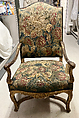 Armchair, Carved and gilded beech; wool and silk Aubusson tapestry covers, French