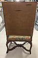 Armchair, Carved walnut, wax-polished; embroidered cover, French