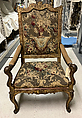 Armchair (fauteuil), Carved and gilded beechwood, wool Aubusson tapestry covers, French