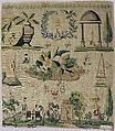 Sampler, Silk and linen on canvas, German