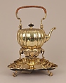 Kettle with stand, cover, and tray, Elkington & Co. (British, Birmingham, 1829–1963), Silver on base metal, British, Birmingham, after British, London original