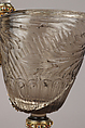 Ewer with cover, After a design by Reinhold Vasters (German, Erkelenz 1827–1909 Aachen), Rock crystal, silver gilt, enamel, diamonds, probably French