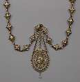 Heraldic chain with pendant badge, Michael Botza (active 1592–1633), Partly enameled gold, pearl, German, Dresden