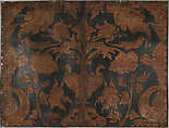 Three leather panels, Leather mounted on canvas and wooden frames, probably French