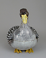 Tureen in the form of a goose (one of a pair), Faience (tin-glazed earthenware), German, Strasbourg