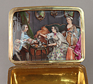 Snuffbox, Meissen Manufactory (German, 1710–present), Hard-paste porcelain, gold, mother-of-pearl, German, Meissen